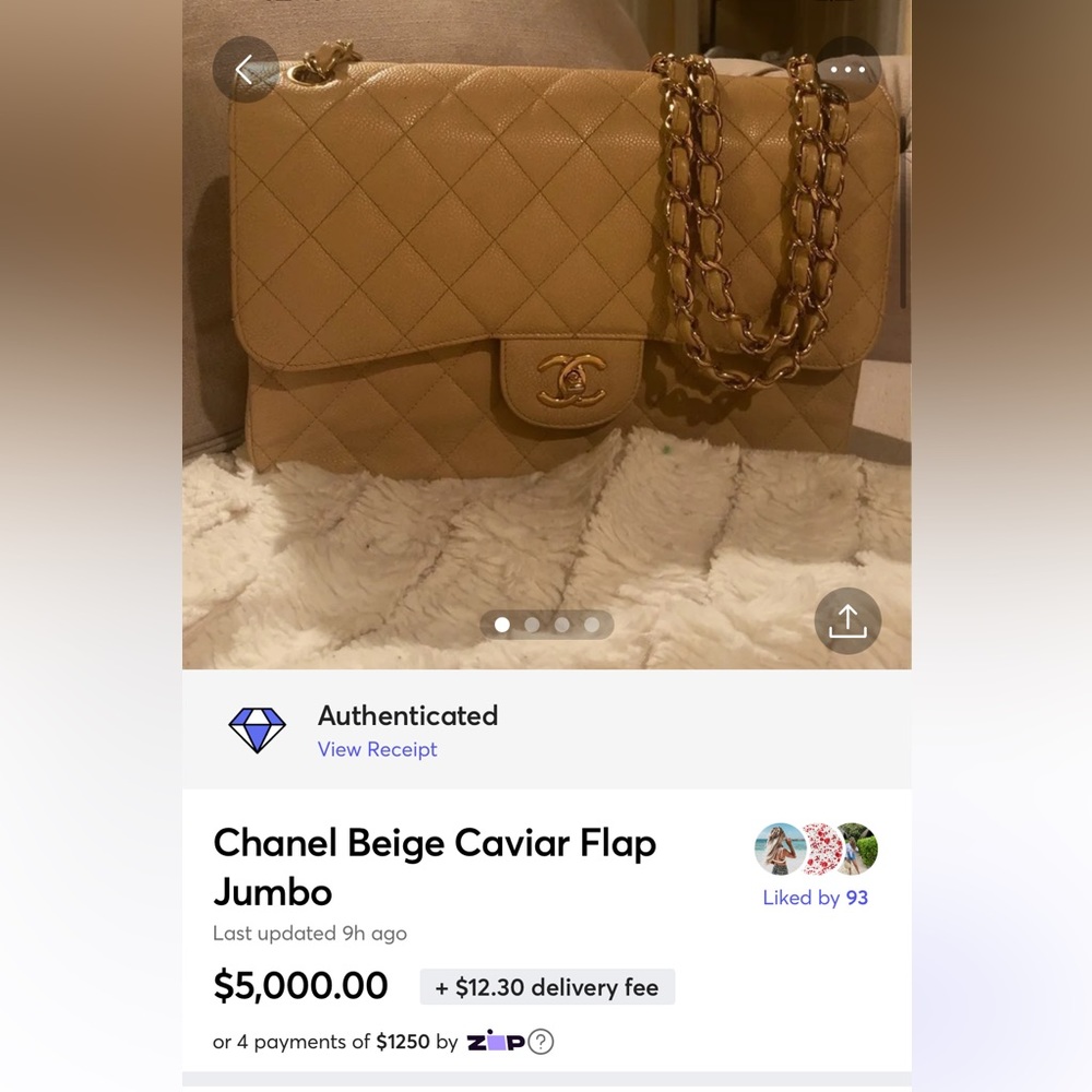 Chanel Beige Caviar Flap Jumbo